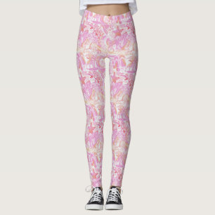 Leggings Collage de plage nautique Hot Pink ID840