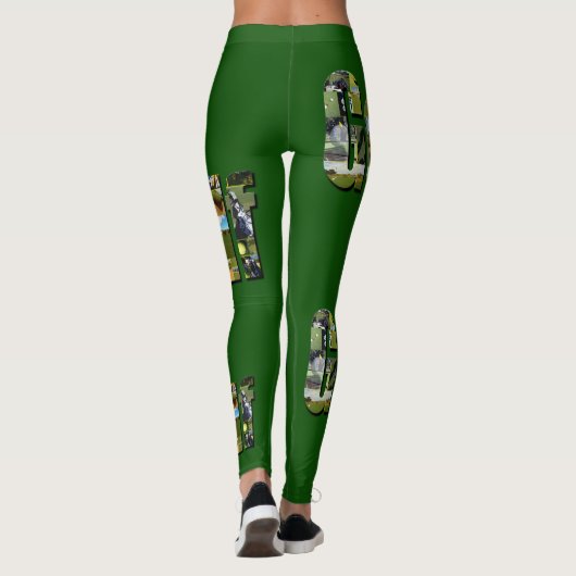 Leggings Collage du logo du Golf, Vert (Dos)