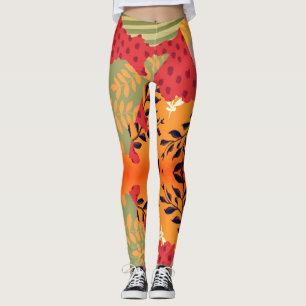 Leggings Collage floral abstrait multicolore