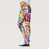 Leggings Collage Pop Art de Bande Dessinée Rétro (Gauche)