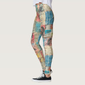 Leggings Collage rustique Vintage journal Patchwork (10) (Gauche)