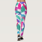 Leggings Collage Turquoise de brosse rose rose moderne Arts (Dos)
