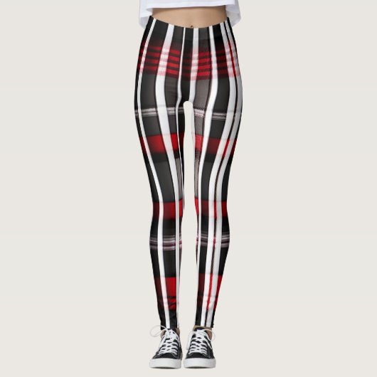 Leggings Collection Abstraite de plaid rouge (Devant)