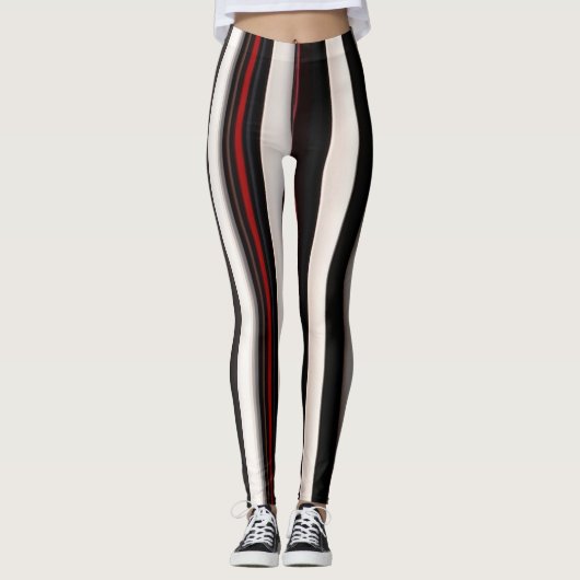 Leggings Collection Abstraite Red Black Lines tendance (Devant)