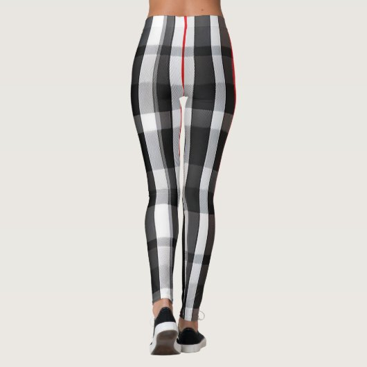 Leggings Collection Abstraite Red Black Plaid (Dos)