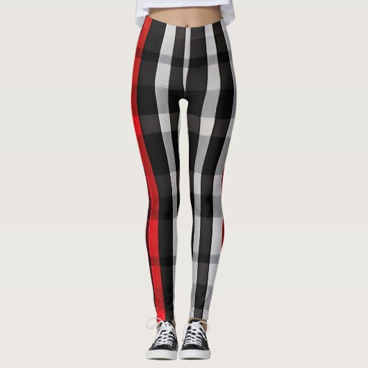 Leggings Collection Abstraite Red Black Plaid (Devant)