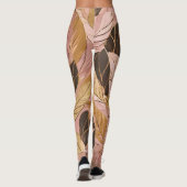 Leggings Collection de Feuilles de Boho Rouge Rose Populair (Dos)