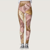 Leggings Collection Feuille tendance de Boho Rose Rose rose (Devant)