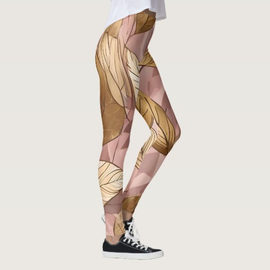 Leggings Collection Feuille tendance de Boho Rose Rose rose (Droite)