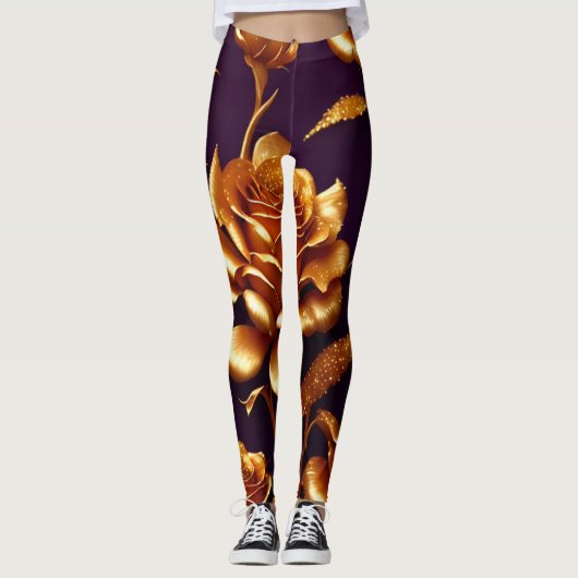 Leggings Collection moderne de luxe Big Gold Rose (Devant)