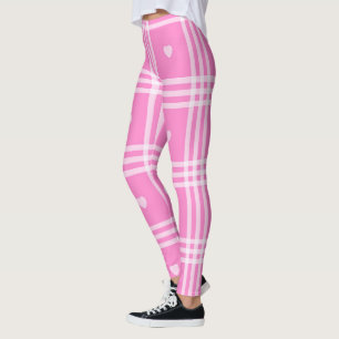 Leggings Collection moderne Plaid Pink Heart