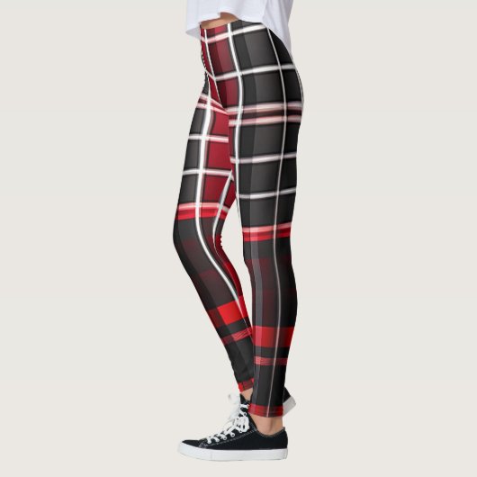 Leggings Collection populaire Abstraite rouge noir plaid (Gauche)