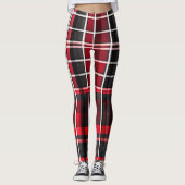 Leggings Collection populaire Abstraite rouge noir plaid (Devant)