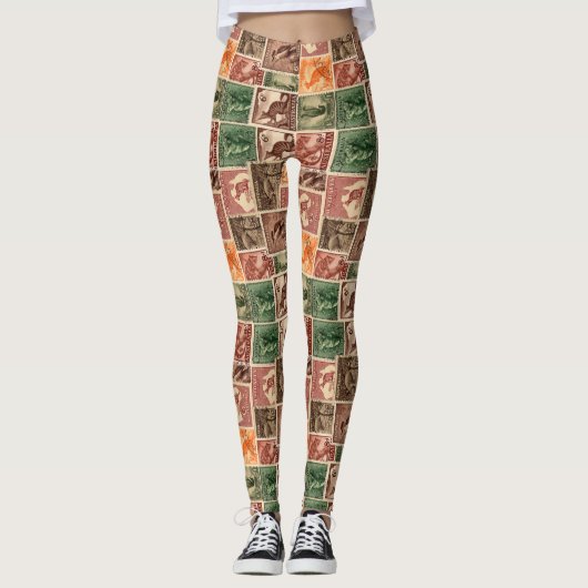 Leggings Collection vintage australienne de timbres postés (Devant)