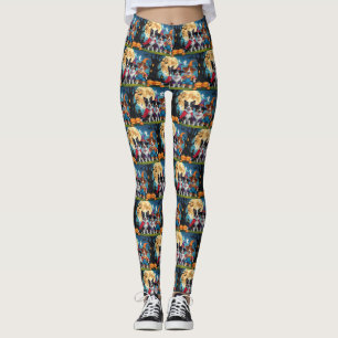 Leggings Collies frontalières Chiens Citrouille Halloween D