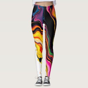 Leggings Color Splash Swirl – Vibrant Abstract Drip Art