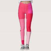 Leggings Colorbloc personnalisé rose et rouge sur mesure (Devant)