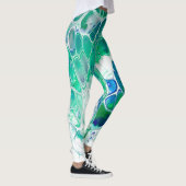 Leggings Coloré Abstrait Artsy Bleu Vert Blanc Migné (Droite)