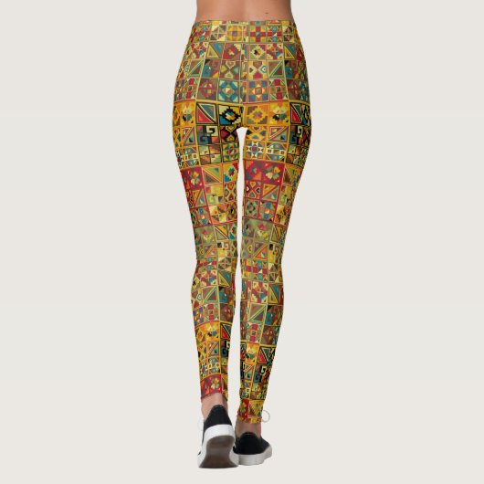 Leggings Coloré, Ancien Motif géométrique (Dos)