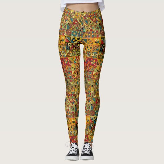 Leggings Coloré, Ancien Motif géométrique (Devant)