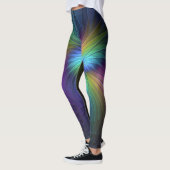 Leggings Coloré Avec Bleu Moderne Art Fractal Abstrait (Gauche)