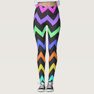 Leggings Coloré Chevron Vibrant Cool Motif d'été amusant