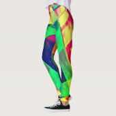 Leggings Coloré de carrés inclinés, rectangles, verdâtres. (Gauche)