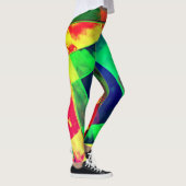 Leggings Coloré de carrés inclinés, rectangles, verdâtres. (Droite)