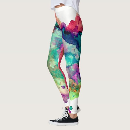 Leggings Coloré, fou, Unique Paint Splatter Arc-en-ciel (Gauche)