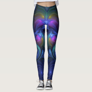 Leggings Coloré Lumineux Abstrait Bleu rose Vert Fractal
