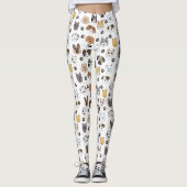 Leggings Coloré mignon Chiens amusants et Chien Paw Motif (Devant)