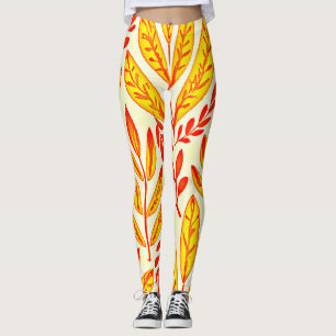 Leggings Coloré Vibrant Foliage Mosaïque Feuille Motif