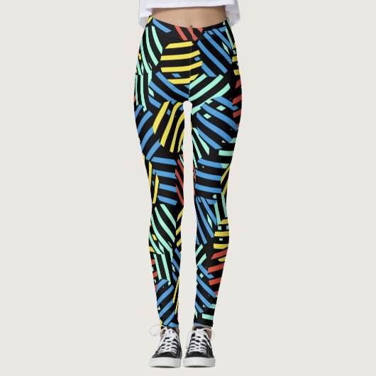 Leggings Colorée 80s Memphis Design Circular Motif (Devant)