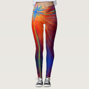 Leggings Colorée rouge jaune abstrait lignes tendance
