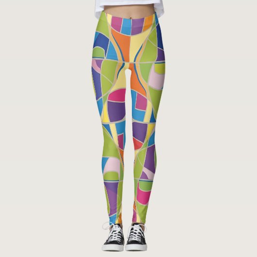 Leggings colorés à motif abstrait (Devant)
