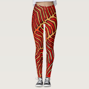 Leggings Colorés Rouges Noirs Orange Uniques