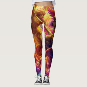 Leggings Colorful Celestial Conflict Peinture Abstraite