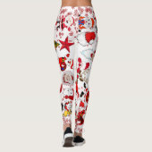 Leggings Colorful Christmas Santa Claus Moods Red Snowflake (Dos)