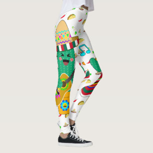 Leggings Colorful Festive Cinco de Mayo 2025 Dancing Cactus