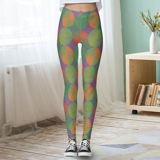 Leggings Colorful Geometric Abstract Circles On Purple