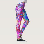 Leggings Colorful Hearts and Flowers Abstract Art (Droite)