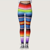 Leggings Colorful Mexican Blanket Rainbow Spanish Fabric (Devant)