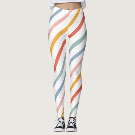 Leggings Colorful Pastel Diagonal Stripes (Devant)