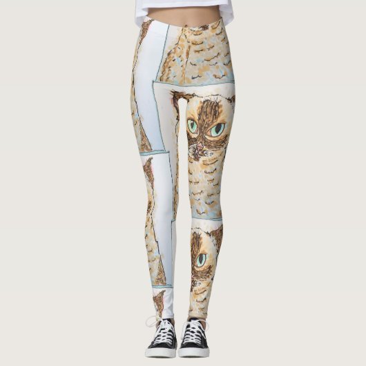 Leggings Colorful Quirky Cat Portrait (Devant)