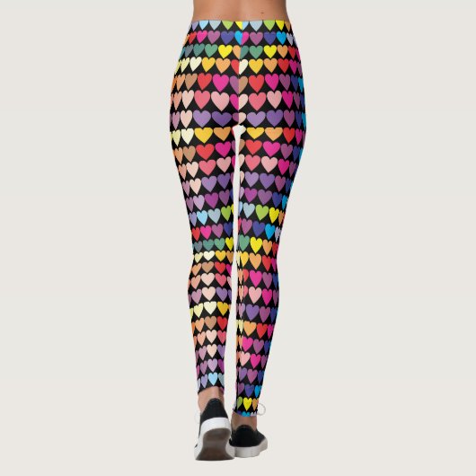 Leggings Colorful Rainbow Hearts Pattern (Dos)