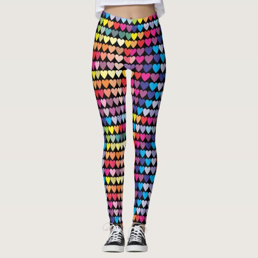 Leggings Colorful Rainbow Hearts Pattern (Devant)