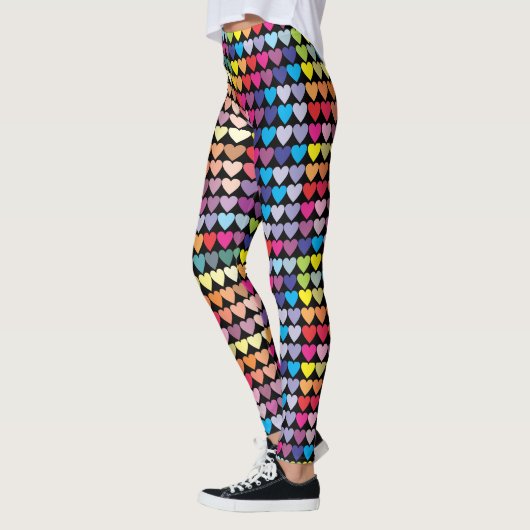 Leggings Colorful Rainbow Hearts Pattern (Gauche)
