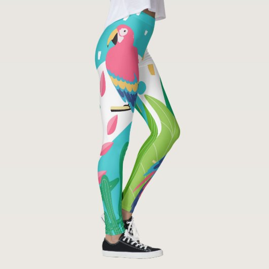 Leggings Colorful tropical fleurs & oiseaux collage (Droite)