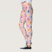 Leggings Colorful Watercolor Wildflowers Floral Pattern (Gauche)