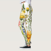 Leggings Colorful wildflowers watercolor painting (Gauche)